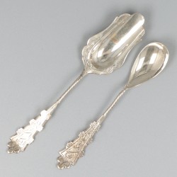 12-delige set koffielepels en suikerschep zilver.