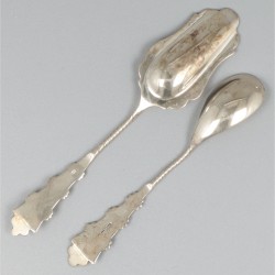 12-delige set koffielepels en suikerschep zilver.