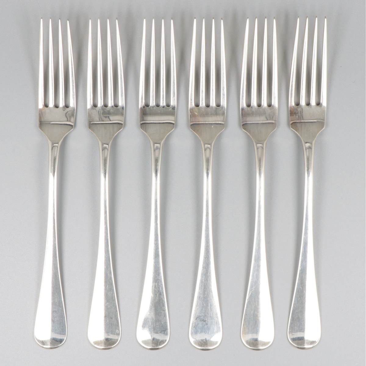6-delige set dinervorken zilver.