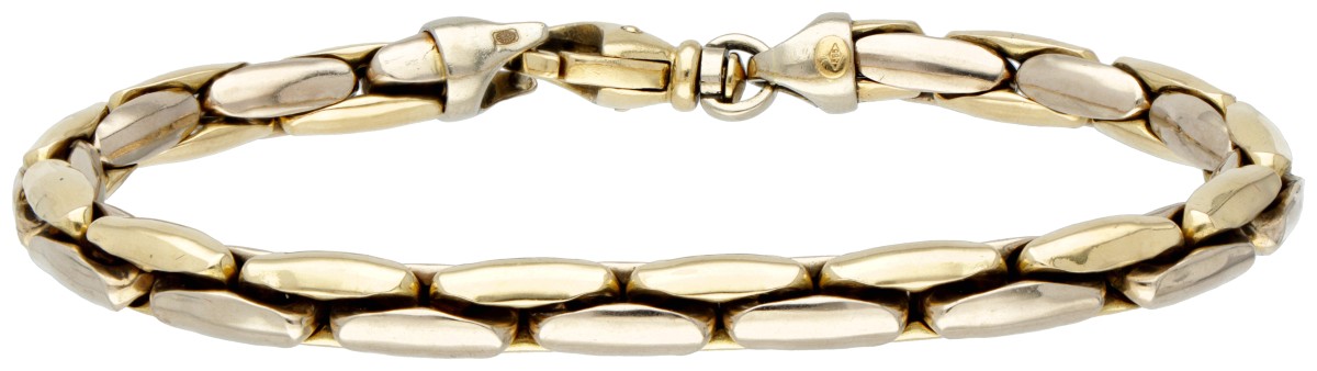 14 kt. Bicolor gouden Cardano schakelarmband.