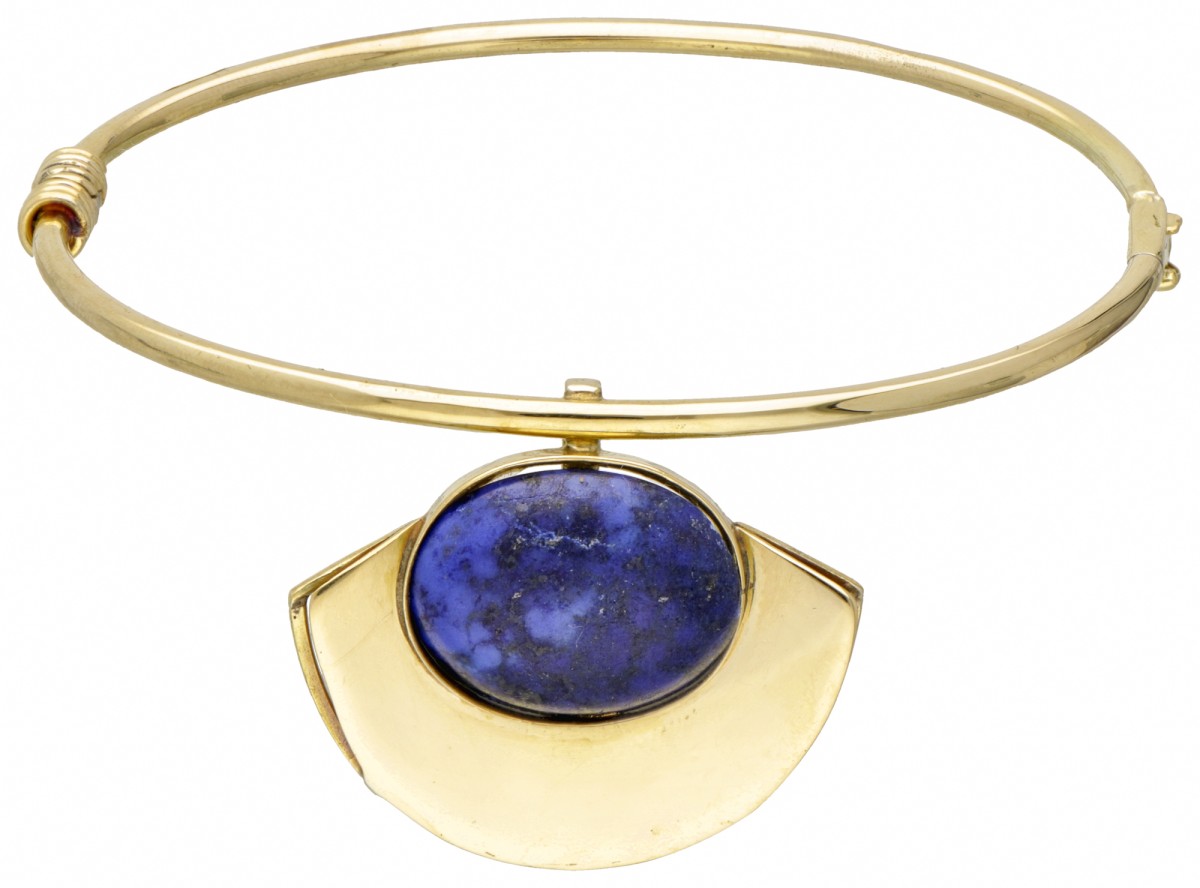 BWG 10 kt. geelgouden armband bezet met ca. 8.06 ct. lapis lazuli.