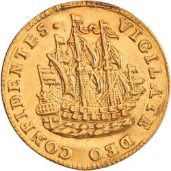 Scheepjesschelling van 6 stuivers. Afslag in goud. Holland. 1778. Fraai +.