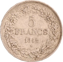 Belgium. Leopold I. 5 Francs. 1848.