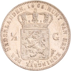 ½ gulden. Willem III. 1863. Zeer Fraai / Prachtig.