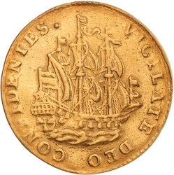 Scheepjesschelling van 6 stuivers. Afslag in goud. Holland. 1762. Fraai +.