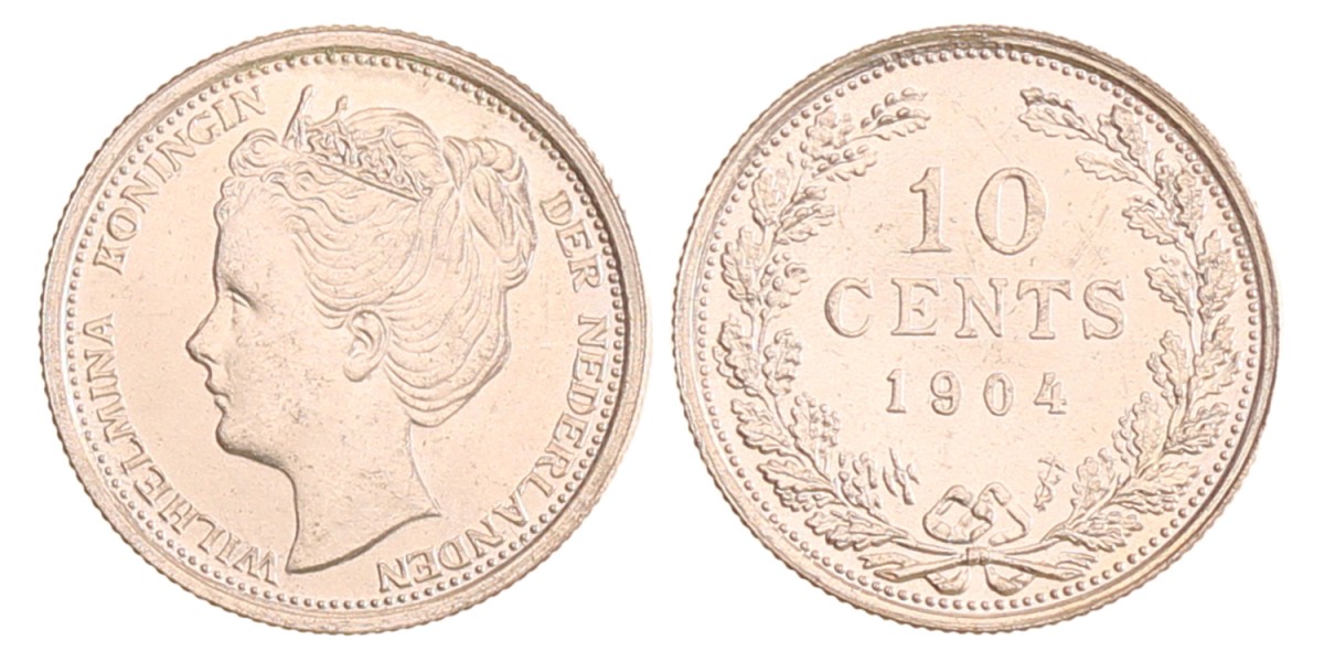 10 cent. Wilhelmina. 1904. UNC details.