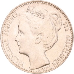 1 gulden. Wilhelmina. 1907. AU 58.