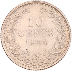 10 cent. Wilhelmina. 1904. UNC details.