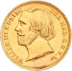 Halve gouden Willem (negotiepenning t.w.v. van 5 gulden). Willem III. 1851. Zeer Fraai / Prachtig.