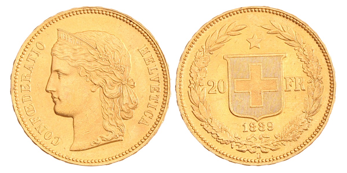 Switzerland. 20 Francs. 1889.