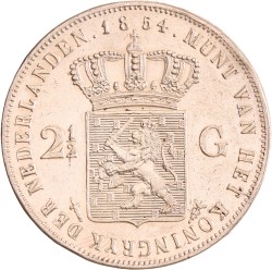 2½ gulden. Willem III. 1854. Prachtig.