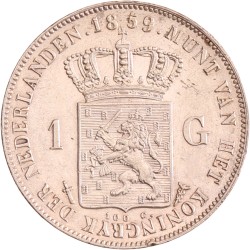 1 gulden. Willem III. 1859. UNC.