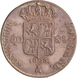 50 Stuiver. Lodewijk Napoleon. 1808. AU details.