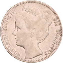 1 gulden. Wilhelmina. 1909. Zeer Fraai -.