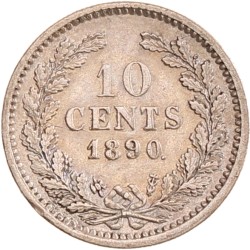 10 cent. Willem III. 1890. Prachtig -.