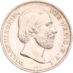 1 gulden. Willem III. 1855. AU details.