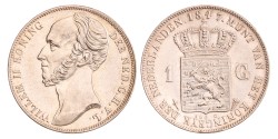 1 gulden. Willem II. 1847. AU details.