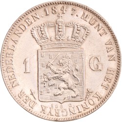 1 gulden. Willem II. 1847. AU details.