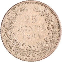 25 cent. Wilhelmina. 1904. Prachtig.