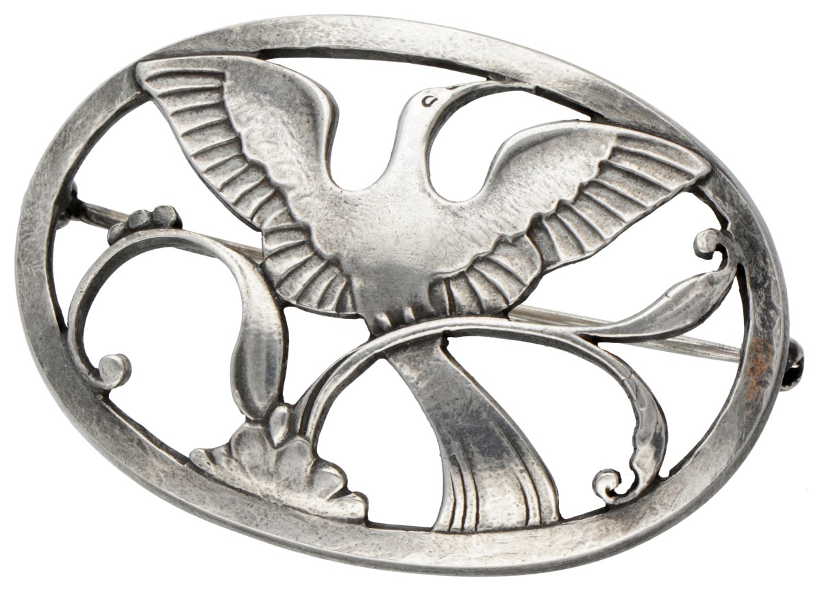 Art deco sterling zilveren no.238 'Bird of Paradise' broche door Gundorph Albertus voor Georg Jensen.