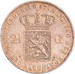 2½ gulden. Willem III. 1857. AU details.