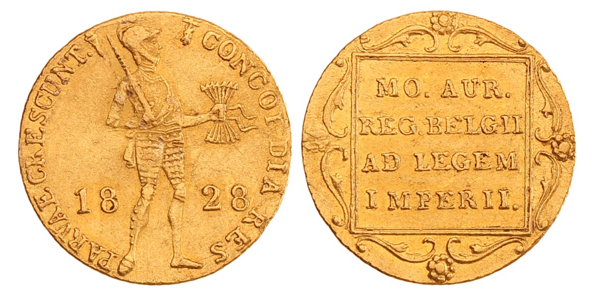 Gouden dukaat. Willem I. 1828. AU 55.