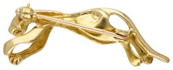 18 kt. Geelgouden liggende panter broche bezet met diamant.