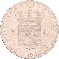 3 gulden zonder volledige naam van Michaut. Willem I. 1821 U. Zeer Fraai / Prachtig.