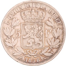 Belgium. Leopold I. 5 Francs. 1858.