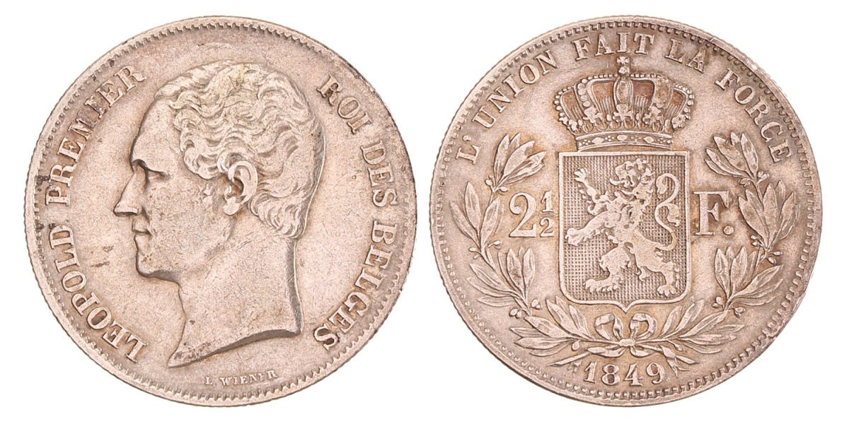 Belgium. Leopold I. 2½ Francs - Small head. 1849.