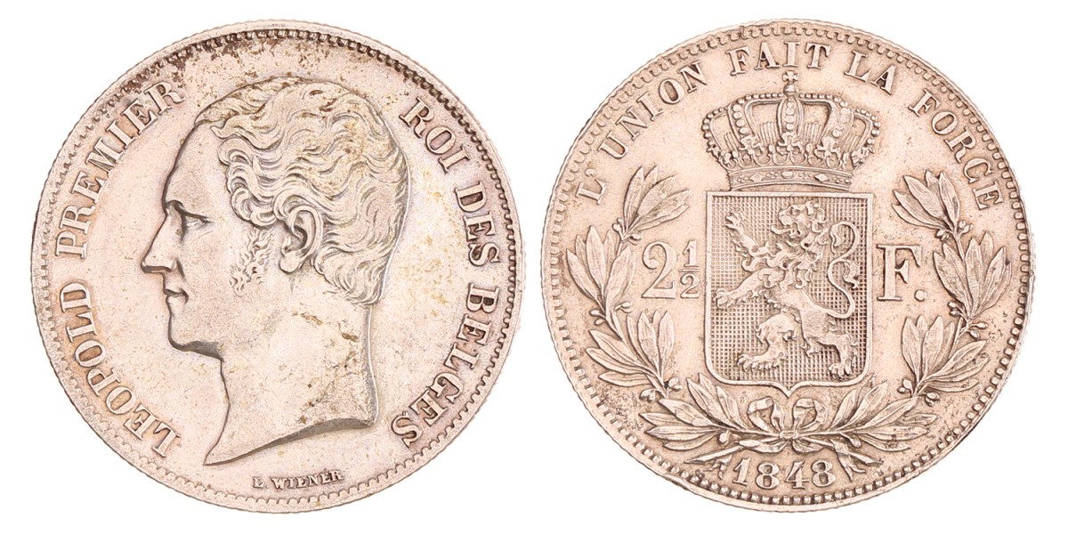 Belgium. Leopold I. 2½ Francs - Small head. 1848.