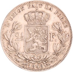 Belgium. Leopold I. 2½ Francs - Small head. 1848.