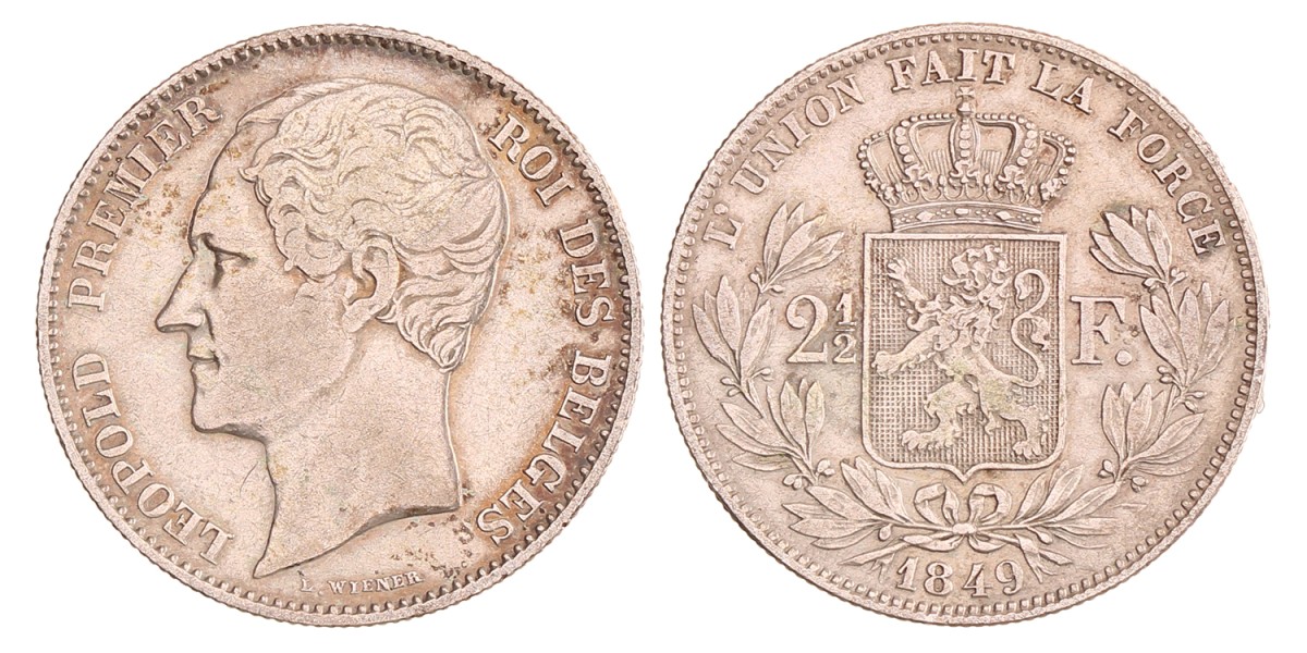 Belgium. Leopold I. 2½ Francs - Big head. 1849.