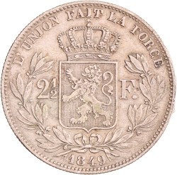 Belgium. Leopold I. 2½ Francs - Big head. 1849.