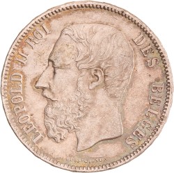 Belgium. Leopold II. 5 Francs. 1865.