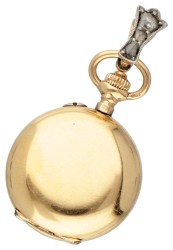 Antieke 18K geelgouden dames zakhorloge, draagbaar als sieraad.