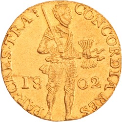 Gouden dukaat. Utrecht. 1802. Zeer Fraai +.
