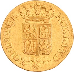 Gouden dukaat. Lodewijk Napoleon. 1809. Zeer Fraai.