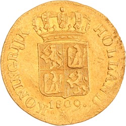 Gouden dukaat. Lodewijk Napoleon. 1809. Fraai / Zeer Fraai.