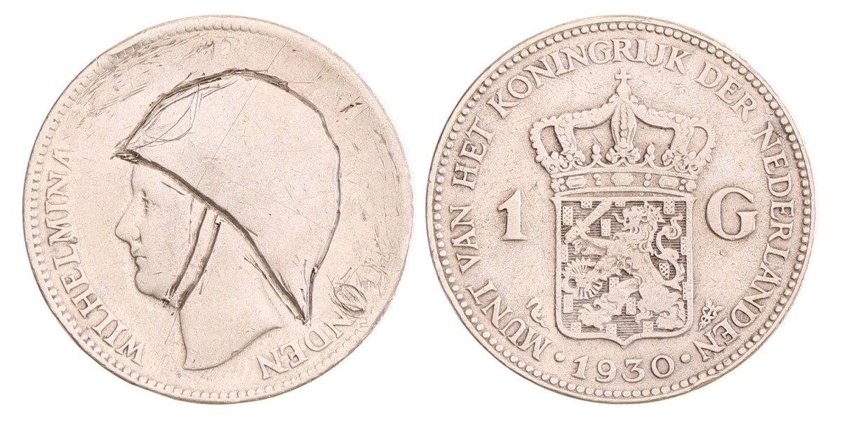 1 gulden. Wilhelmina in Londen. 1930. Fraai / Zeer Fraai.