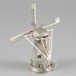 Miniatuur korenmolen zilver.