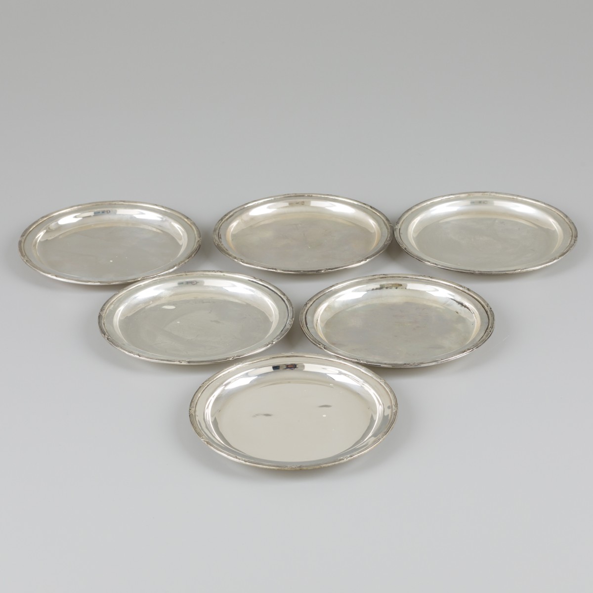 6-delige set onderzetters zilver.