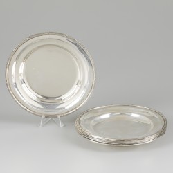 6-delige set bordjes zilver.