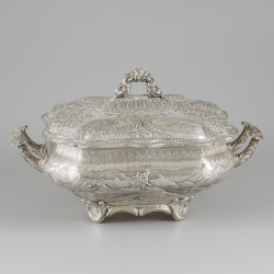 Terrine / dekschaal zilver.