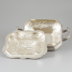 Terrine / dekschaal zilver.