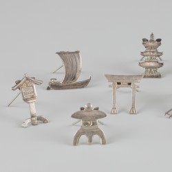 11-delige set plaats- / menukaarthouders (Japan Kichigoro Uyeda) zilver.