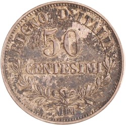 Italy. Kingdom. Vittorio Emanuele II. 50 Centesimi. 1863 M.