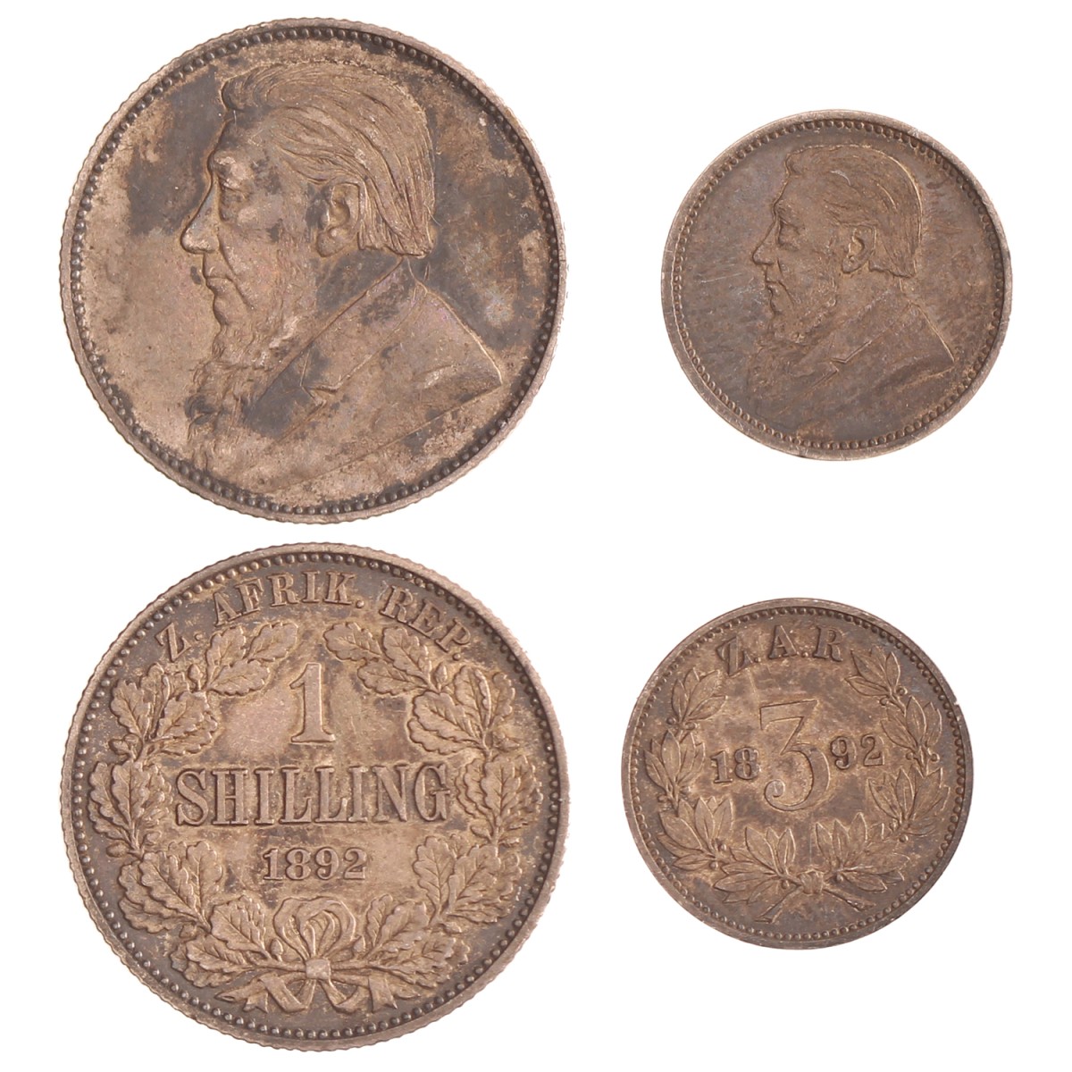 South Africa. Z.A.R. Lot (2) 1 Shilling and 3 Pence. 1892.