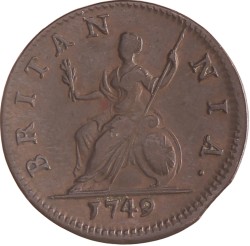 Great Britain. George II. Farthing. 1749.