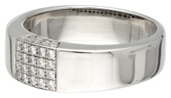 14 kt. Witgouden ring bezet met ca. 0.38 ct. diamant.